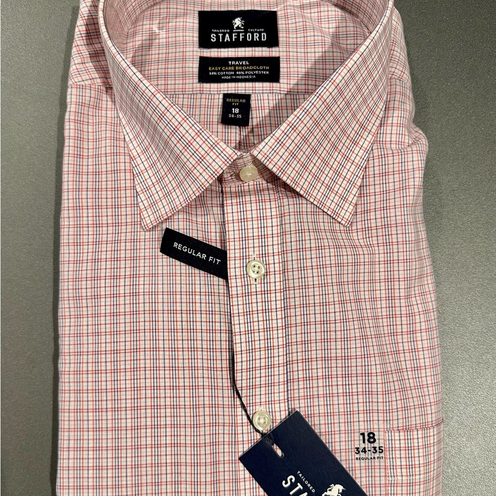 Stafford Men's Multi Checkered Dress Shirt long sleeve